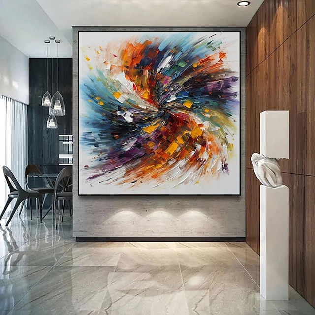  käsintehty öljymaalaus kankaalle seinätaidekoriste moderni abstrakti värikäs kodin sisustukseen rullattu kehyksetön venyttämätön maalaus