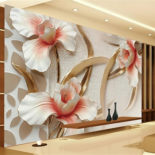  Cool Wallpapers 3D Flowers Wallpaper Wall Mural Roll Wall Covering Sticker Peel and Stick Removable PVC/Vinyl Material Self Adhesive/Adhesive Required Wall Decor for Living Room Kitchen Bathroom