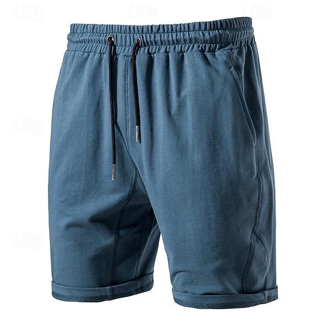  Men's Sweat Shorts Shorts Bermuda shorts Drawstring Elastic Waist Plain Comfort Sports Knee Length Yoga Casual Daily Fashion Athleisure Blue Orange Micro-elastic