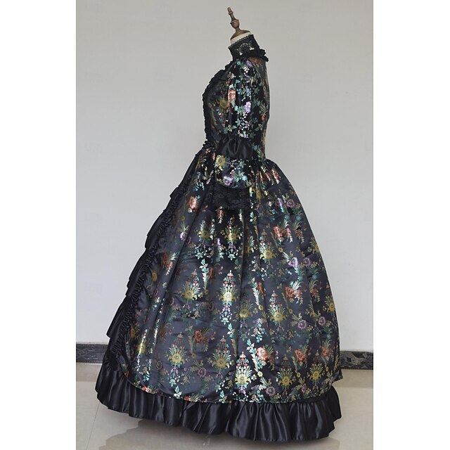 victorian prom dress Dress Rococo Embroidered Bell Sleeve Lace Up Tunic Renaissance Gown Blue Vintage Dress Dress Black Inspired Corset Bodice HGps8w Victorian Ball Gown For