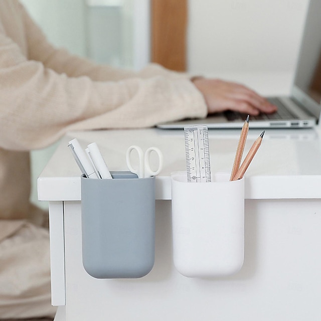  2-teiliger Monitorständer für Desktop-Computer mit Stifthalter – selbstklebende Schreibwarenbox für den Schreibtisch zur Organisation von Schmuck und Fernbedienungen