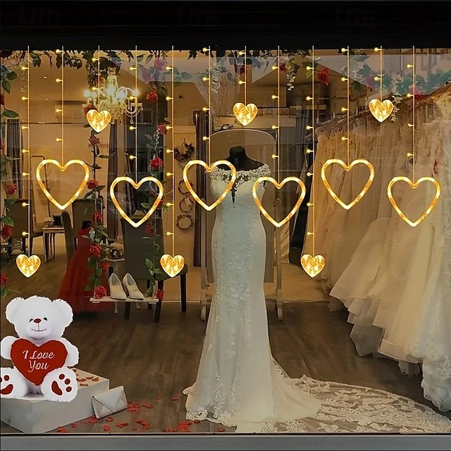  LED String Light Love Curtain Confession Proposal Valentine's day Wedding Party Decoration Mr and Mrs Love Weeding Decor, Christmas Restaurant Hotel Window Decor String Lights