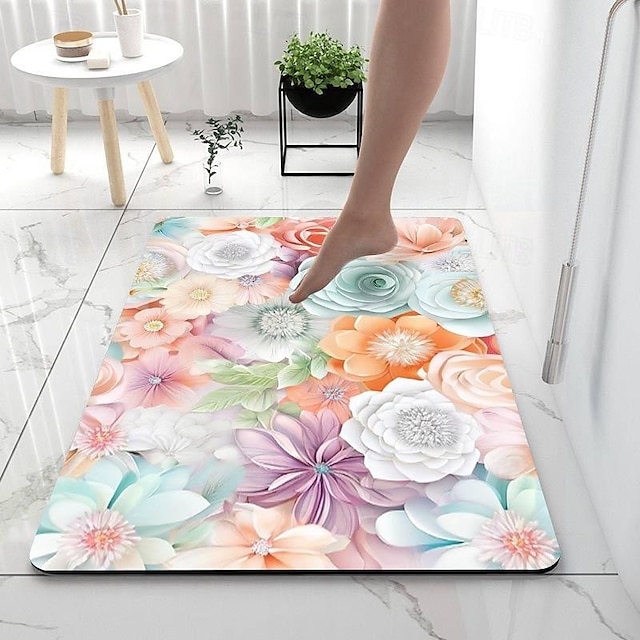  květinové koupelnové koupelnové předložky kreativní savý koupelnový kobereček křemelina protiskluzová