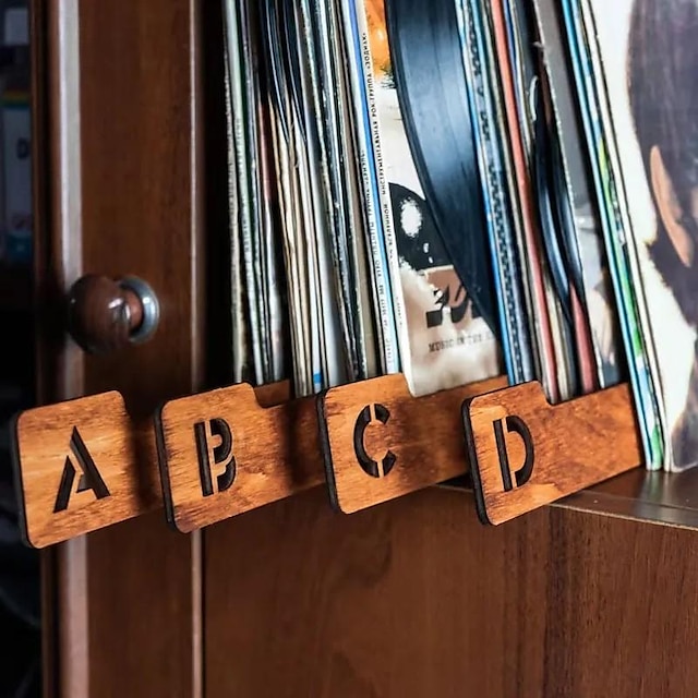  vinylskivavdelare, alfabetiska lagringsavdelare för vinylskivor a-z, 26 skivställsorganisationsguider, samlingsfack för albumlåda för musikälskare