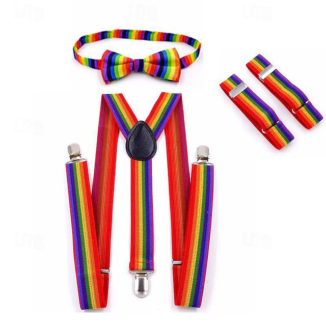 Adjustable Elastic Y Back Style Unisex Suspender With Strong Metal Clips LGBT LGBTQ Accessories Set Adults' Unisex Gay Lesbian Pride Parade Pride Month Festival Carnival 7