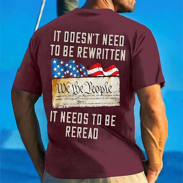 Veterans Day Men's Patriot Patriotic Veteran Graphic Prints Fish National Flag T shirt Graphic Tee Cotton Short Sleeves Graphic Shirt Wine Black Red Comfortable Tee Street Vacation Fashion Designer 9