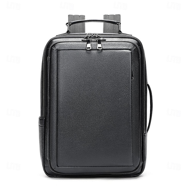  Zaino da lavoro minimalista e alla moda in vera pelle, borsa per laptop da 15 pollici impermeabile e di grande capacità