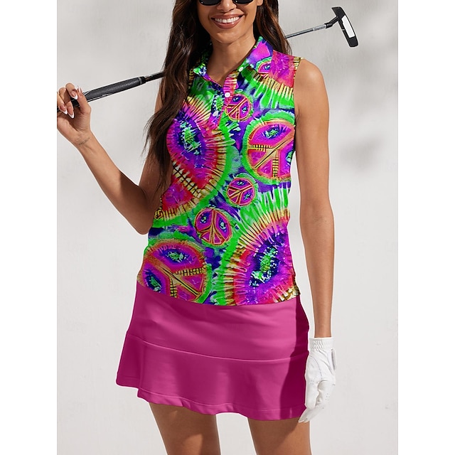  Pentru femei Tricou POLO Roz Fără manșon Topuri Vestimenta Golf Doamnelor Haine Ținute Poartă Îmbrăcăminte