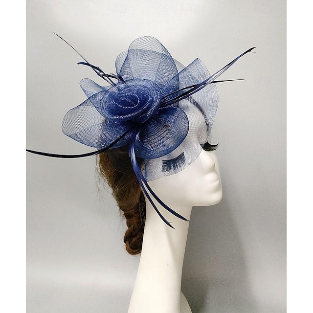  Fascinators Headwear Headpiece Net Veil Hat Wedding Ladies Day With Floral Ruffles Headpiece Headwear