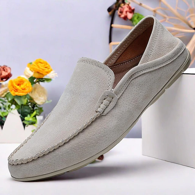 Men's Beige Suede Loafers – Lightweight Casual Slip-On Shoes with Soft Sole for Everyday Comfort 9