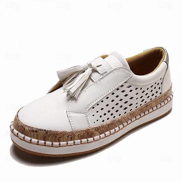 Women's Casual Red Tassel Slip-On Sneakers with Breathable Mesh and ...