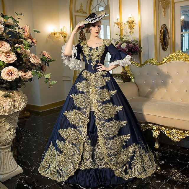  Gótico Rococó Victoriano Inspirado en la vendimia Medieval Vestidos Ropa de Fiesta Vestido de fiesta de graduación Princesa Shakespeare Mujer Color sólido Vestido de Gala Víspera de Todos los Santos