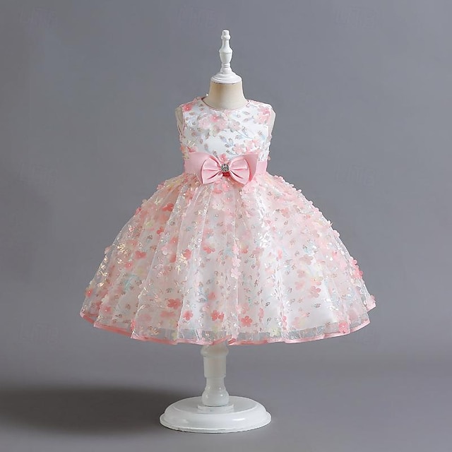  Kisgyermek Lány Party ruha Virágos Ujjatlan Teljesítmény Esküvő Cipzár Hercegnő Poliészter Térdig érő Nyár Tavasz 1-3 éves Arcpír rózsaszín Világoskék