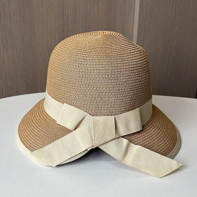  Sombreros Acrílico / Algodón Hebra Sombrero de copa Sombrero para el sol Casual Festivos Elegante Retro Con Pajarita Color Puro Celada Sombreros