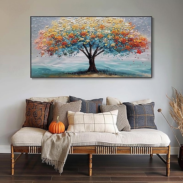  3d obraz ručně malované plátno květina umění malba ručně malovaná abstraktní krajina textura strom olejomalba barevný strom výsadba nástěnná malba noční malba ložnice umění jarní výzdoba