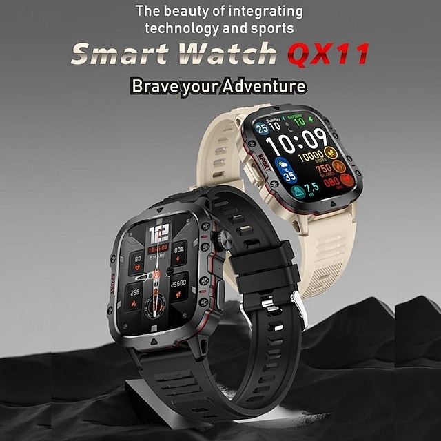  QX11 Slimme horloge 1.96 inch(es) Smart horloge Bluetooth ECG + PPG Stappenteller Gespreksherinnering Compatibel met: Android iOS Dames Heren Lange stand-by Handsfree bellen Waterbestendig IP68 22 mm