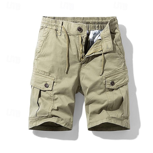 Men's Tactical Shorts Cargo Shorts Shorts Button Drawstring Elastic Waist Plain Wearable Short Outdoor Daily Going out Fashion Classic Black Army Green