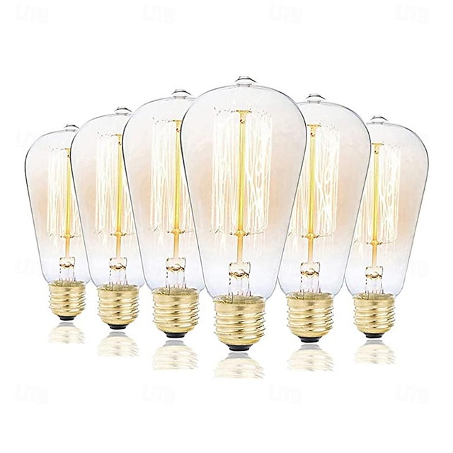  3pcs/6pcs 40W Incandescent Vintage Edison Light Bulb E27 Dimmable Retro Lamp ST58 Decorative for Home Living Room, Bedroom and Dining Room