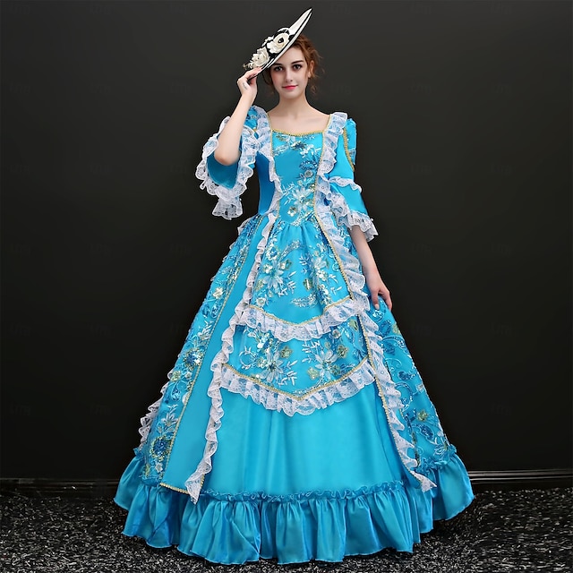  Gothic Victorian Vintage Inspired Medieval Dress Party Costume Prom Dress Princess Shakespeare Women's Solid Color Ball Gown Halloween Party Evening Party Masquerade Dress