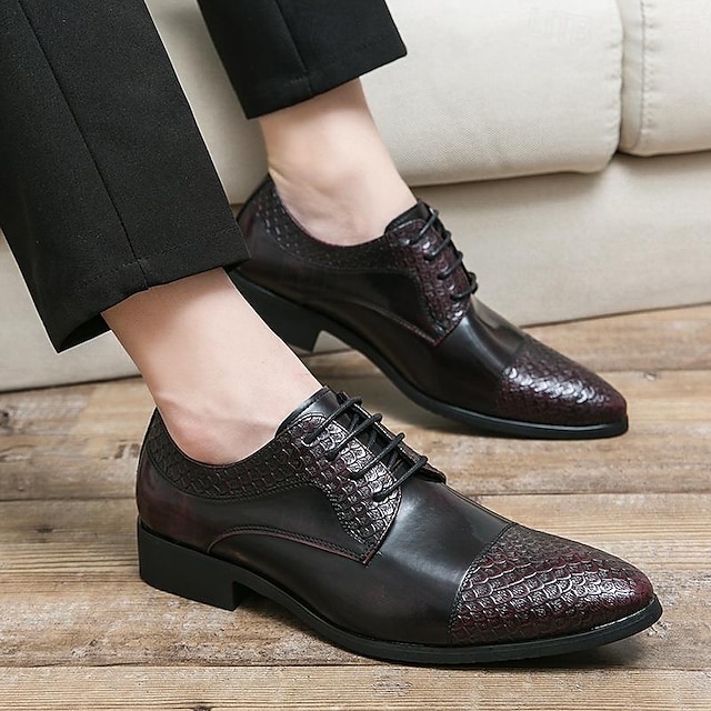  Men's Boots Fashion Boots Walking Casual Daily Synthetic leather Comfortable Booties / Ankle Boots Lace-up Wine Black Brown Spring