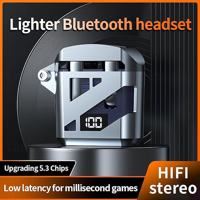  Căști pentru jocuri cu anulare a zgomotului, semi-in-ear mecha wind wireless dual bluetooth 5.3, latență redusă