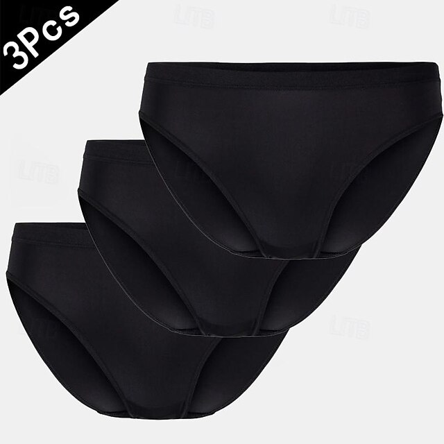  Men's 3 Pack Basic Panties Briefs Brief Underwear Basic Polyester Solid Colored Mid Rise Normal Black White