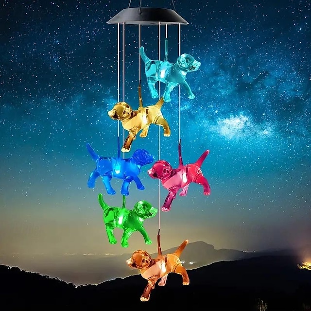  campanello a vento solare, luci da giardino impermeabili che cambiano colore, decorazioni per le feste, campanelli a vento commemorativi, acchiappa-vento, decorazioni sospese per casa, giardino, patio, cortile, portico, 1 pz.