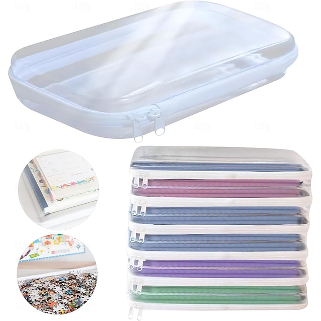  Zippered Pouch Hard Clear Zippered Hard Pouch Plastic Stackable Storage Toy Containers Box Bins for Toy Zipper Toy Storage Bin Pencil Case
