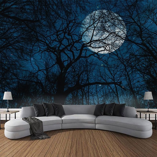 Trippy Forest Landscape Hanging Tapestry Wall Art Large Tapestry Mural Decor Photograph Backdrop Blanket Curtain Home Bedroom Living Room Decoration 6