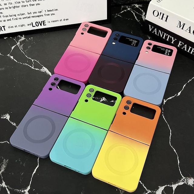  Phone Case For Samsung Galaxy Z Flip 5 Z Flip 4 Z Flip 3 Back Cover Support Wireless Charging Shockproof Color Gradient TPU