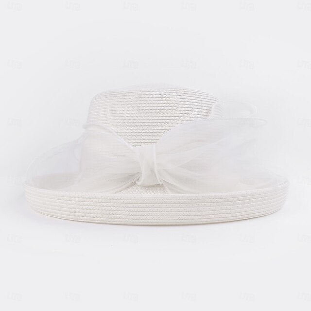  berretto Fibra Cappello a bombetta / cloche Cappelli da pescatore Cappello di paglia Matrimonio Tè Elegante Matrimonio Con Fiocco Colore Puro Copricapo Copricapo