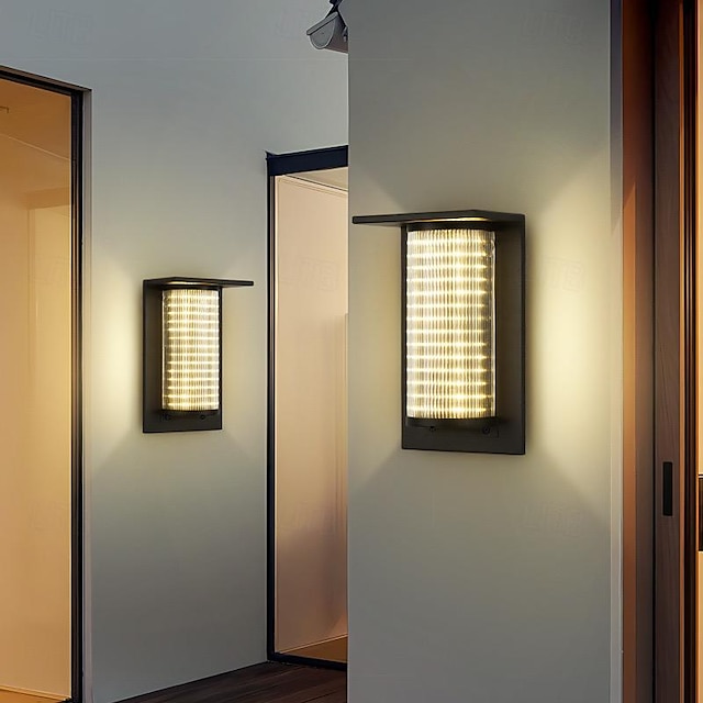  LED الجدار الشمعدان تركيبة إضاءة الجدار الشمعدان IP65 مقاوم للماء غير قابل للصدأ الألومنيوم الجدار مصباح الاكريليك فناء حديقة شرفة فيلا أضواء الزخرفية 110-240 فولت