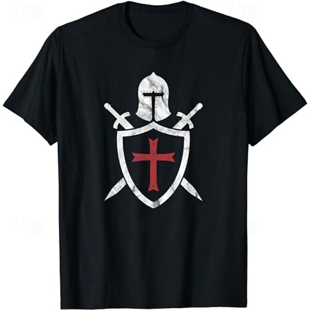  Ιππότες Templar Πολεμιστές Κοντομάνικο Μοτίβο Γραφικό Για Ανδρικά Ενηλίκων Απόκριες Μασκάρεμα Hot Stamping Καθημερινά