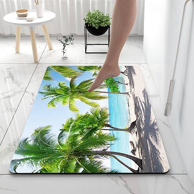  Alfombras de baño de playa, alfombra de baño absorbente creativa, tierra de diatomeas antideslizante