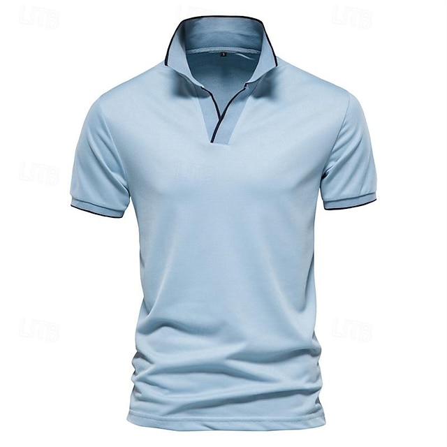  Per uomo Camicia da golf Golf polo da golf Ufficio Informale Bavero Manica corta Essenziale Moderno Liscio Collage Primavera estate Standard Bianco Verde Blu scuro Azzurro Camicia da golf Golf