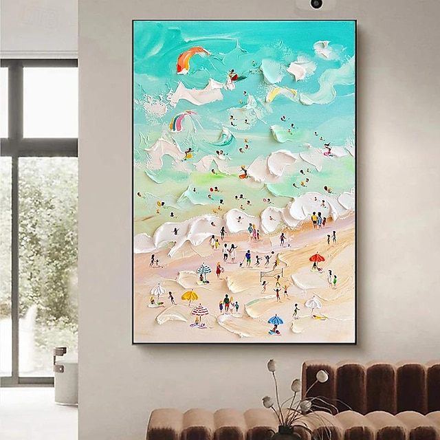  Entrance Decorative Painting Seaside Beach Scenery Pure Hand-painted Oil Painting Sbstract Texture Painting Living Room Art Hanging Paintings Frame
