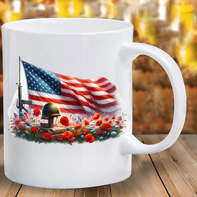  1 pezzo, tazza da caffè commemorativa, tazza in ceramica da 11 once, tazza novità, bicchieri estivi e invernali, regalo del giorno della memoria per il memoriale americano, regalo di compleanno, regalo di amicizia, regalo di festa, regalo creativo, regalo