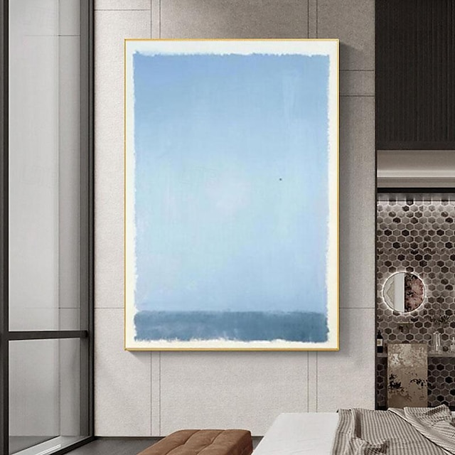  dipinto a mano azzurro cielo mark rothko dipinto su tela arte astratta arredamento moderno arte da parete pittura contemporanea decorazioni per la casa regalo cornice allungata pronta da appendere