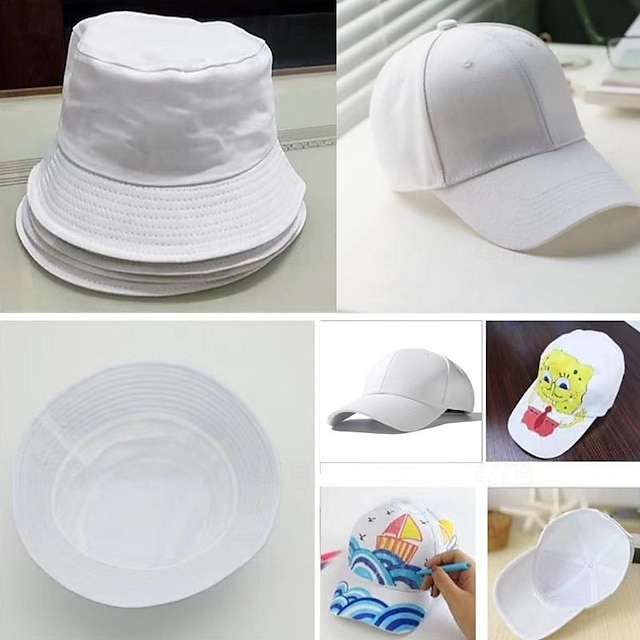  כובע צבע בטיק עניבה כותנה טהורה כובע דייג לבן כובע בייסבול צבוע ביד גרפיטי עובר לבן