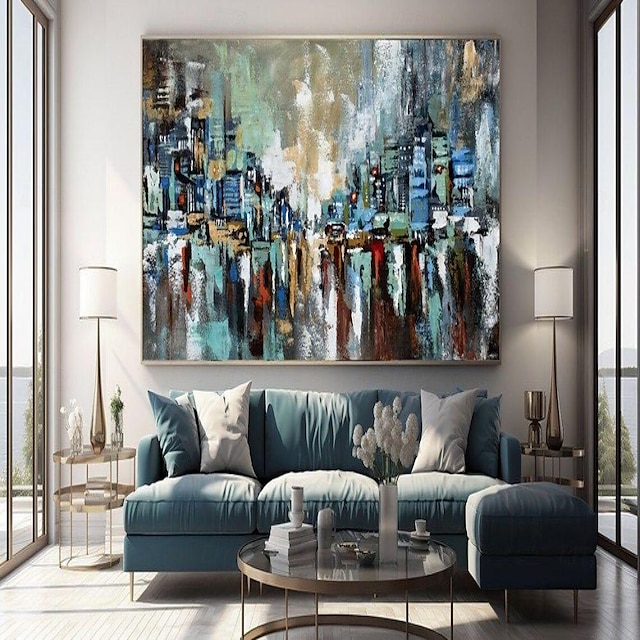  Handmade Oil Painting Canvas Wall Art Decoration Modern Abstract Architecture for Home Decor Rolled Frameless Unstretched Painting