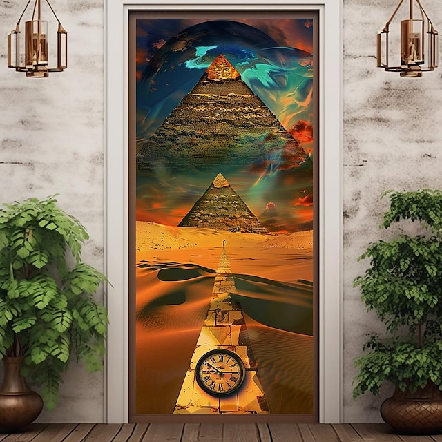  piramis homokóra ajtóhuzatok falfestmény dekor ajtó kárpit ajtó függöny dekoráció háttér ajtó transzparens kivehető bejárati ajtóhoz beltéri kültéri otthon szoba dekoráció parasztház dekor kellékek