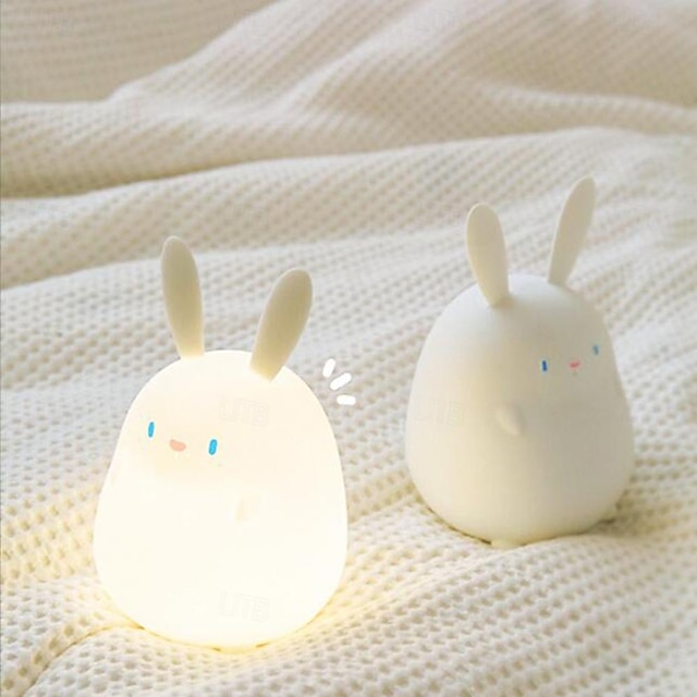  søt kanin nattlampe kanin silikonlampe for barn dekorativ bordlampe bordlampe for bordlampe for barn nattlampe bord nattlampe tegneserie nattbordslampe tegneserie nattlampe ladbar