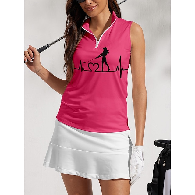  Dame POLO T-skjorte Rosa Ermeløs Topper Dame golfantrekk Klær Antrekk Bruk klær