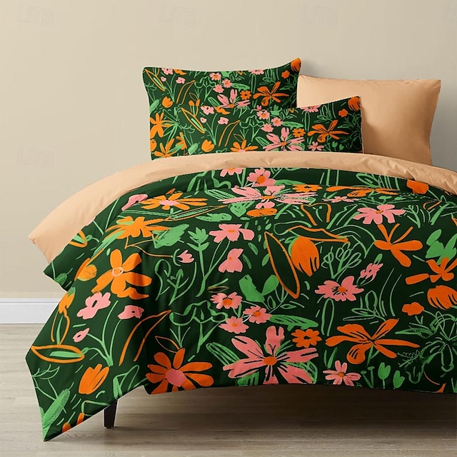  geometrisk vintage dynebetræk sæt bomuld tropiske planter mønster sæt blødt 3-delt luksus sengesæt boligindretning gave tvilling fuld king queen size dynebetræk