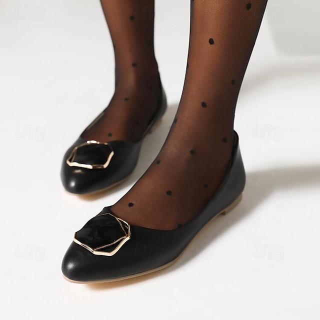  Mujer Bailarinas Sexy zapatos Zapatos Confort Trabajo Diario Tacón Plano Dedo Puntiagudo Elegante Negocios Cuero Sintético Mocasín Negro Blanco