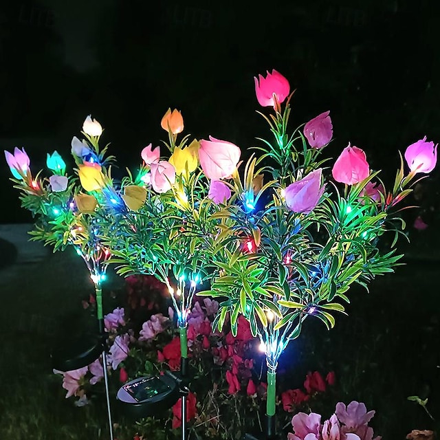  solar gardenia plen lys simulering blomst led hage lys vanntett gårdsplass plen sti landskap utendørs dekorativ atmosfære lys 1/2 stk