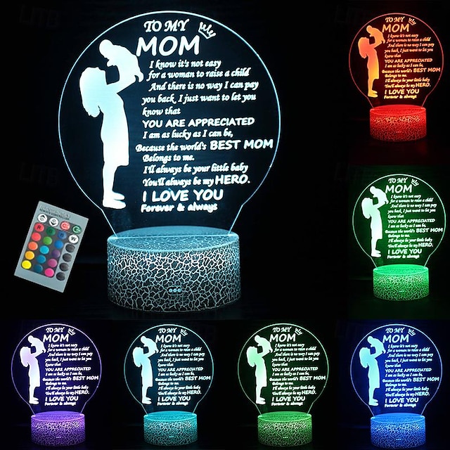  מתנות יום לאמהות מנורת לילה תלת מימדית לאמא מהבת בן אמא מתנת יום הולדת מנורת לילה מתנות אישיות לחותנת טרייה בהריון מתנה ארקילית לחדר