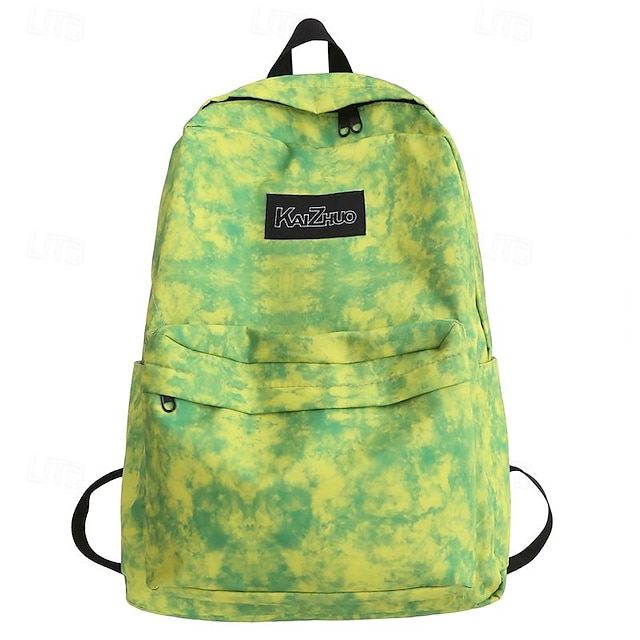  Women's Backpack School Bag Bookbag School Traveling Color Block Nylon Large Capacity Lightweight Zipper Black Yellow Pink