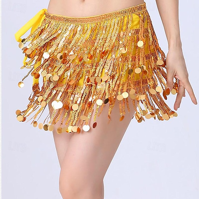  Belly Dance Dance Accessories Belt Glitter Cinch Cord Pure Color Women's Performance Training High Polyester Sequined
