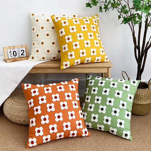  1 pcs Polyester Pillow Cover, Floral Rectangular Square Traditional Classic